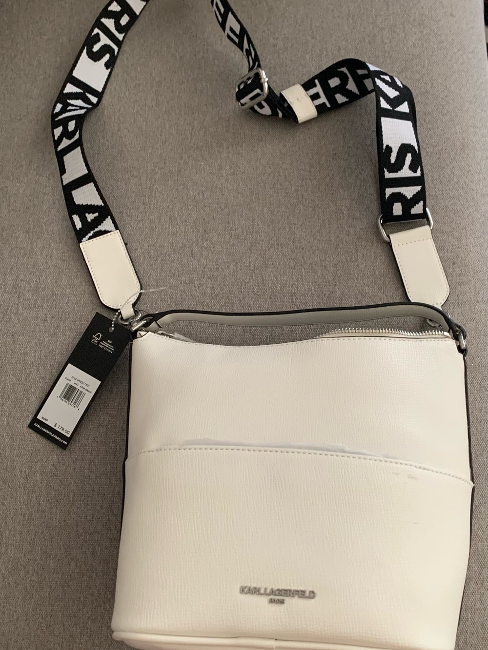 Karl Lagerfeld Cream Crossbody with Branded Strap - Picture 3 of 7